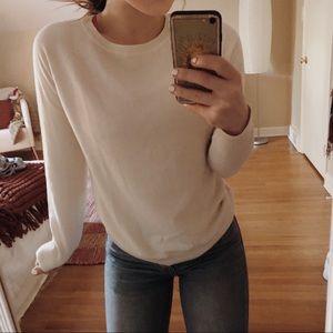 white crew neck sweater